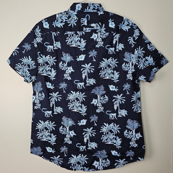 Original Penguin Men Tropical Shirt Blue Monkey Tree Button Down Short Sleeve, M - Picture 4 of 8